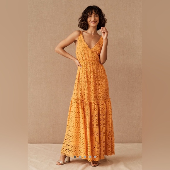 Anthropologie Dresses & Skirts - Elegant Orange Lace Maxi Dress
